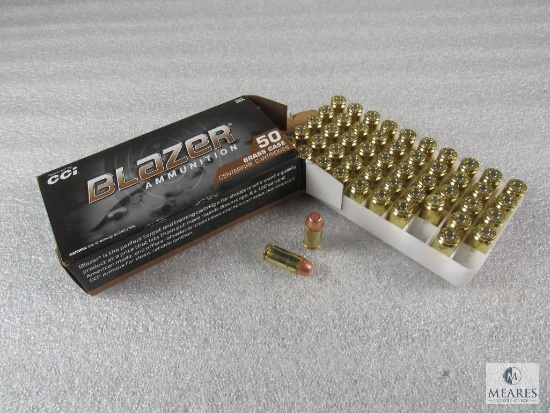 50 rounds CCI Blazer .40 S&W ammo. 165 grain FMJ. Brass cased and reloadable