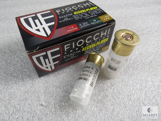 10 rounds Fiocchi .12 gauge Buckshot. 00 Buck nickel plated low recoil 2 3/4" 1150 fps