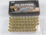 50 rounds CCI Blazer .40 S&W ammo. 165 grain FMJ. Brass cased and reloadable