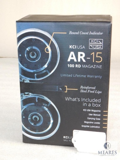 New KCI USA AR-15 100 Round Dual Drum Magazine 5.56mm with Round Count Indicator