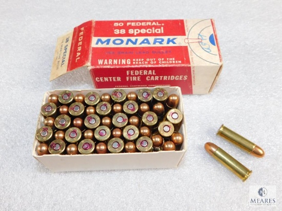 50 Rounds Federal Monark .38 Special Ammo 158 Grain Lead Bullet