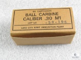 50 Rounds Lake City Ball Carbine .30 M1 Ammo