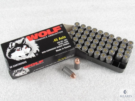 50 Rounds Wolf .45 ACP Ammunition - 230-Grain FMJ