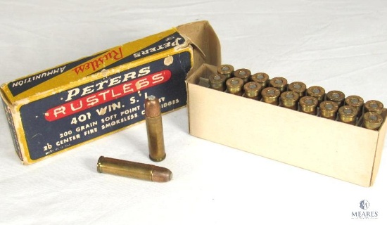 20 Rounds Peters Rustless .401 WSL Winchester Self-loading Ammo 200 Grain in Vintage Box