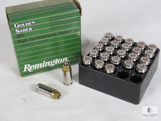 25 Rounds Remington Golden Saber .40 S&W 180 Grain Brass Jacketed Hollow Point Ammo