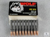 20 rounds Wolf .308 ammo 150 grain FMJ