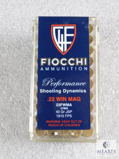 50 Rounds Fiocchi .22 Magnum Ammunition 40 Grain JSP