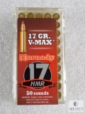 50 Rounds Hornady 17HMR Ammunition 17 Grain V-MAX