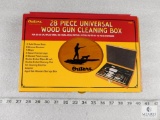 New Outers 28 Piece Universal Brass Gun Cleaning Kit in the Wooden Box