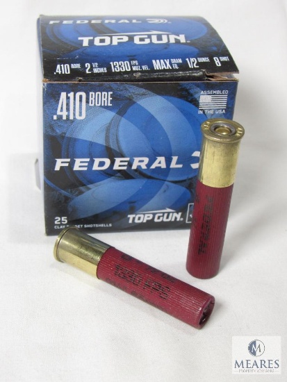 25 Rounds Federal Top Gun .410 Gauge 2-1/2" 1/2 oz 8 Shot 1330 FPS Shells