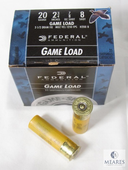 25 Rounds Federal Game Load 20 Gauge 2-3/4" Shells 7/8 oz 8 Shot 1210 FPS