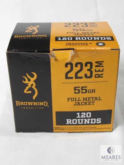 120 Rounds Browning .223 REM FMJ 55 Grain Train & Practice Ammo