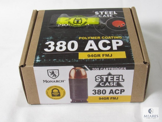 200 Rounds Monarch .380 ACP Steel Case 94 Grain FMJ Ammo