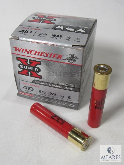 25 Rounds Winchester .410 Gauge 2-1/2" 6 Shot 1/2 oz 1245 FPS Super X Shells