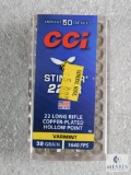 50 Rounds CCI Stinger .22 LR Varmint Copper Plated Hollow Point 32 Grain 1640 FPS