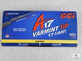 200 Rounds CCI .17 HMR Varmint 17 Grain 2650 FPS Ammo