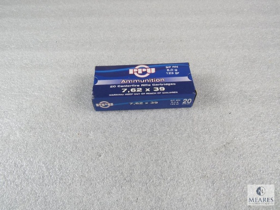 20 Rounds PPU 7.62x39 Soft Point RN 123 Grain Ammo