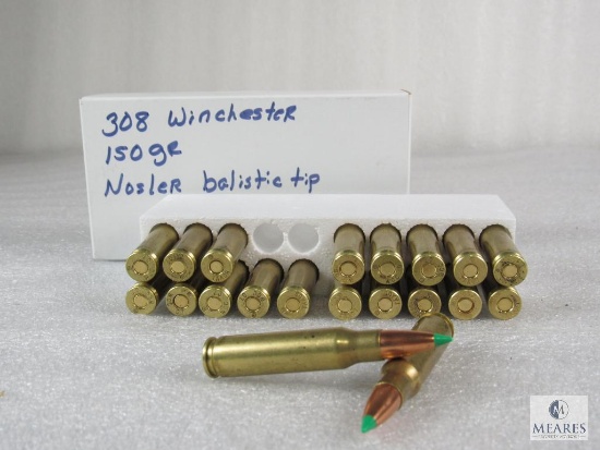 20 Rounds .308 WIN 150 Grain Nosler Ballistic Tip Ammo - Possible Reloads