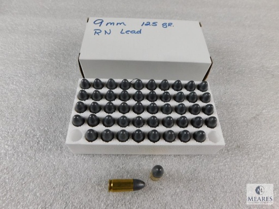 50 Rounds 9mm 125 Grain Round Nose Lead Ammo - possible Reloads