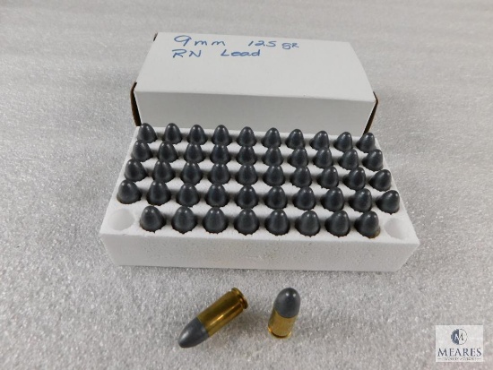 50 Rounds 9mm Luger 125 Grain Round Nose Lead Ammo - possible Reloads