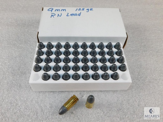 50 Rounds 9mm Luger 125 Grain Round Nose Lead - possible reloads