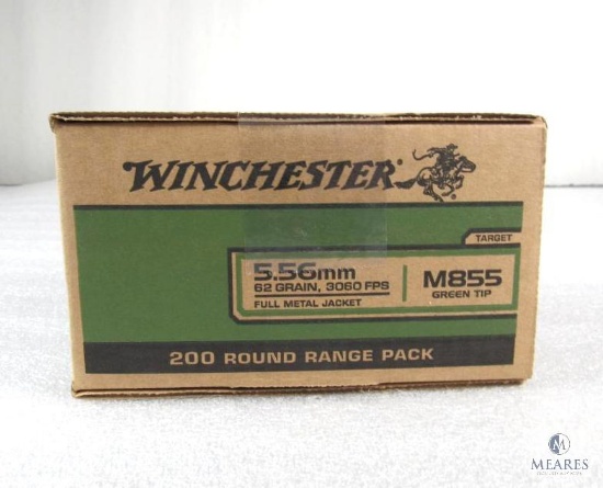 200 Rounds Winchester 5.56 M855 Green Tip Ammunition 62 Grain