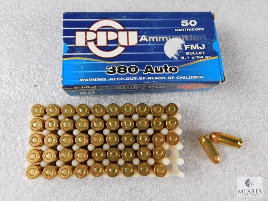 50 Rounds PPU .380 Auto 94 Grain Ammo
