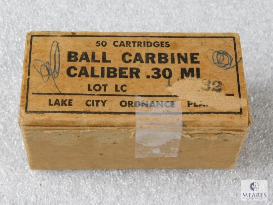 50 Rounds Lake City Ordnance .30 Cal Carbine Ball MI Ammo