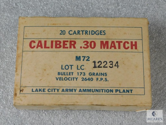 20 Rounds Lake City Army Match .30-06 Match Ammo in Vintage Box