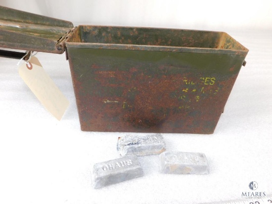 Ammo Can with Approximately 20 lbs of Lead for Casting Bullets 1 pound Slugs
