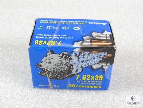 20 Rounds Silver Bear 7.62x39 123 Grain Bimetal HP Ammo