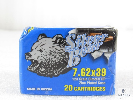 20 Rounds Silver Bear 7.62x39 123 Grain Bimetal HP Ammo