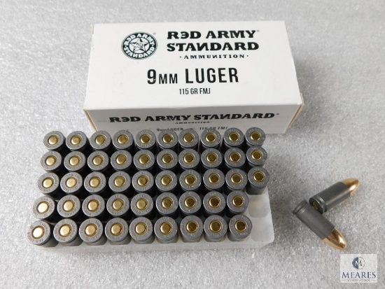 50 Rounds Red Army Standard 9mm Luger 115 Grain FMJ Ammo