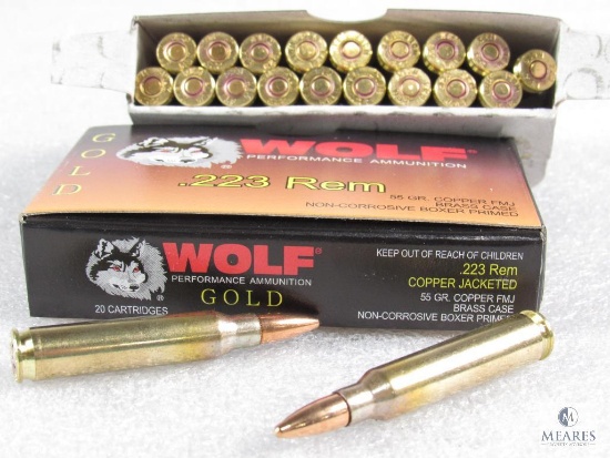 40 Rounds Wolf Gold .223 REM Copper Jacketed 55 Grain Ammo
