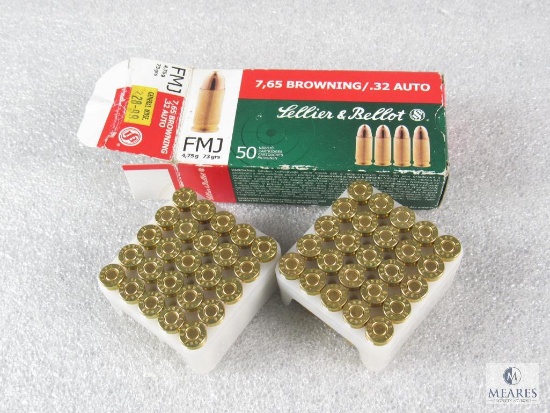 50 Rounds Sellier & Bellot .32 Auto / 7.65 Browning FMJ Ammo