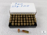 50 Rounds 9mm Luger 115 Grain FMJ Ammo - possible reloads