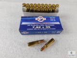 20 Rounds PPU 7.62x39 Soft Point RN 123 Grain Ammo