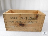 Vintage Wood Ammo Box Stamped EMPAQUE No 92066 CARGADOSEN OCTOBRE 1967