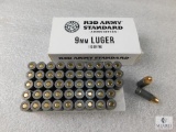 50 Rounds Red Army Standard 9mm Luger 115 Grain FMJ Ammo