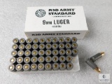 50 Rounds Red Army Standard 9mm Luger 115 Grain FMJ Ammo