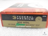 20 Rounds Federal .308 WIN 168 Grain Matchking BTHP Ammo