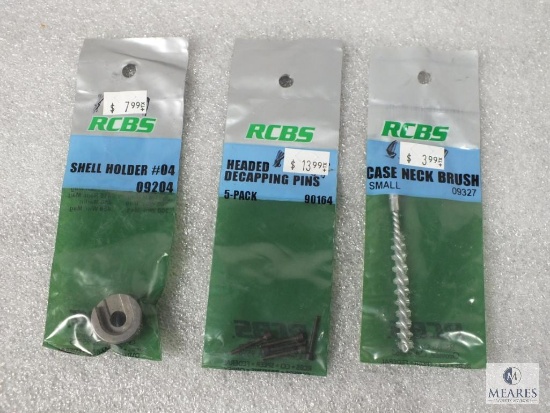 New RCBS Case Neck Brush, Headed Decapping Pins, & Shell Holder #04