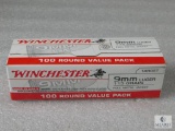 100 Rounds Winchester 9mm Luger 115 Grain FMJ Ammo