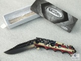 New Rite Edge American Flag motif Tactical Folder Knife with Belt Clip