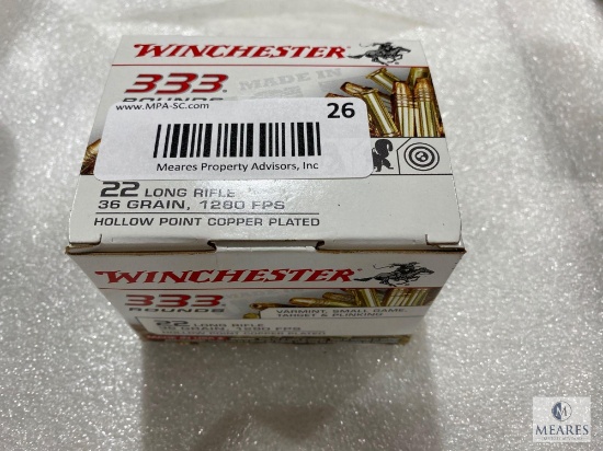 333 Rounds Winchester 22LR 36 Grain 1280 FPS Hollow Point Copper Plated