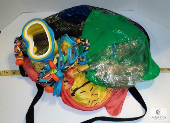 Lot of Pool Toys, Goggles, and Floats