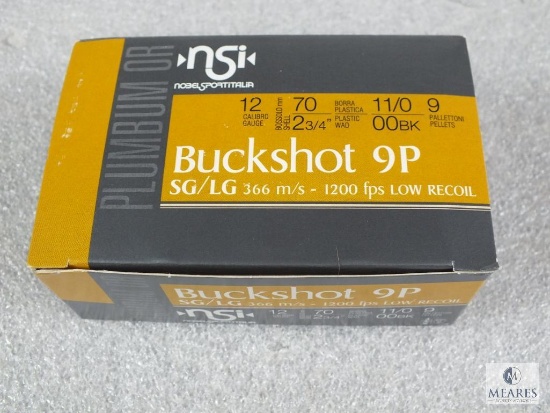 10 rounds Nobel Sport .12 gauge Buckshot 2 3/4" 00 Buck 1200FPS 9 pellet