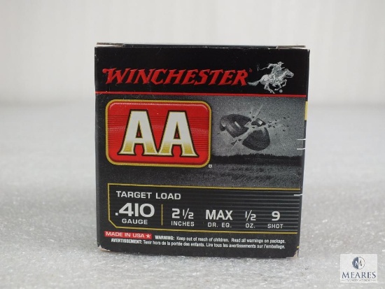 25 rounds Winchester AA .410 gauge shotgun shells. 2 1/2" #9 shot 1200FPS
