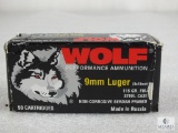 50 rounds Wolf 9mm ammo. 115 grain FMJ.