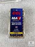 50 rounds CCI Maxi Mag 22 magnum ammo. 40 grain jacketed hollow point